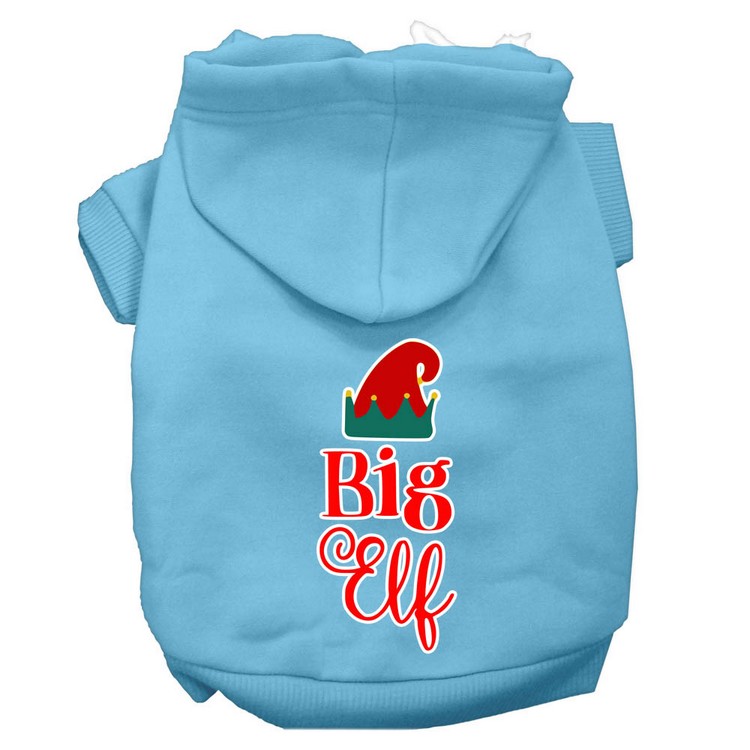 Big Elf Screen Print Dog Hoodie Baby Blue XS